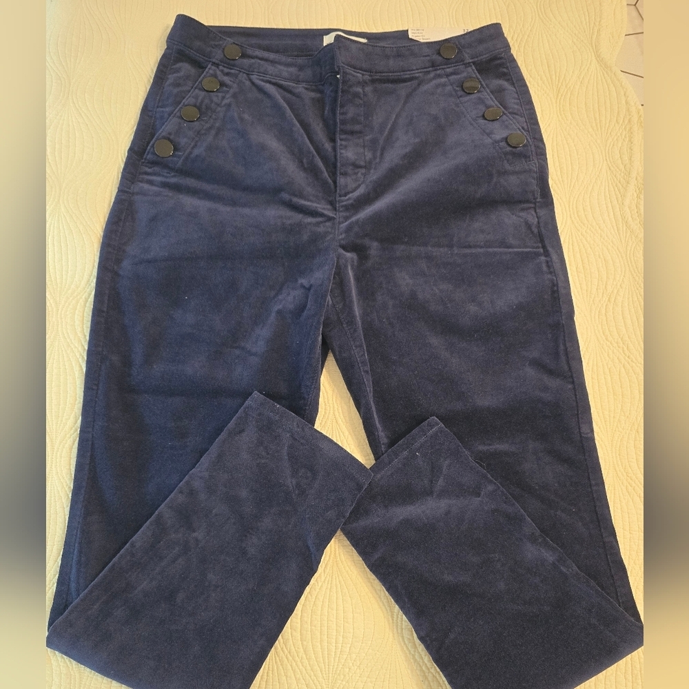 NWT LOFT Navy Blue High Rise Velour Skinny Pants